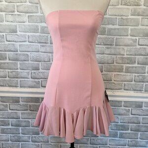 Eirian Blush Pink Strapless Pleated Mini Dress NEW S Coquette Flirty Ruffle